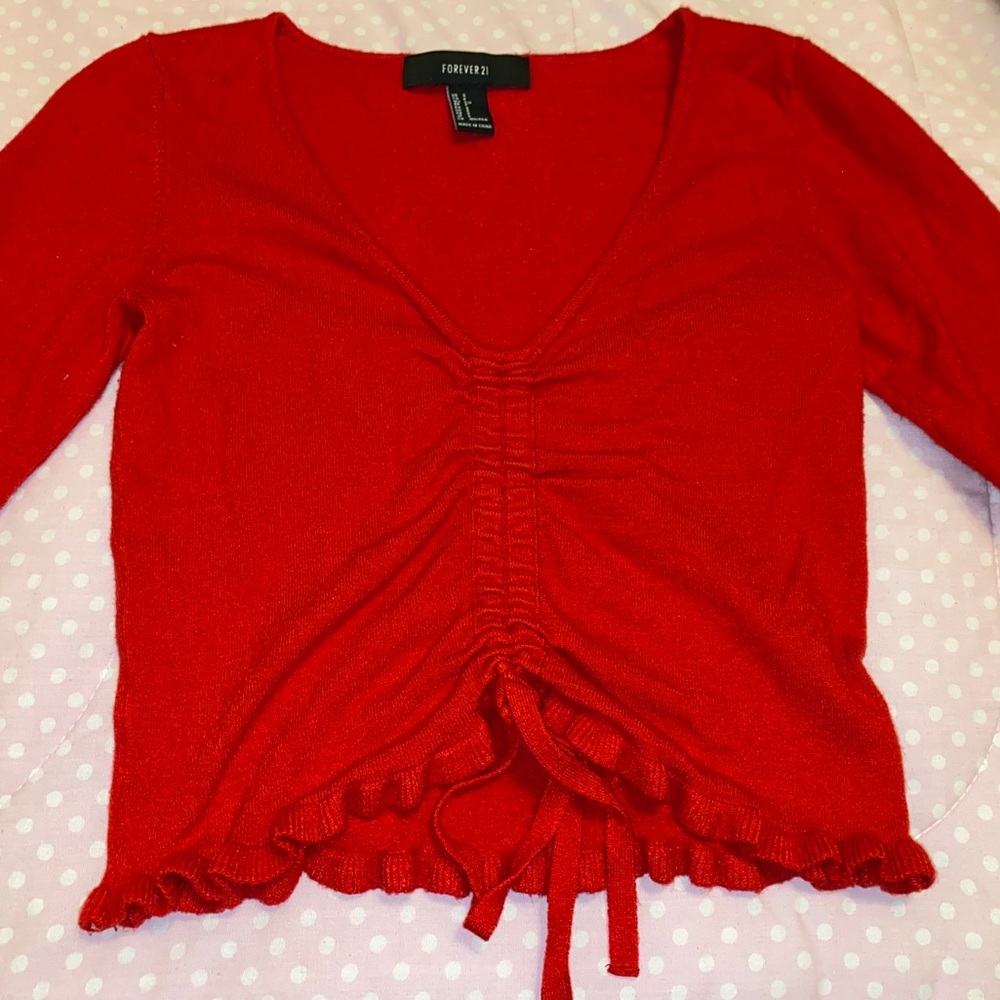 💓F21 red crop top